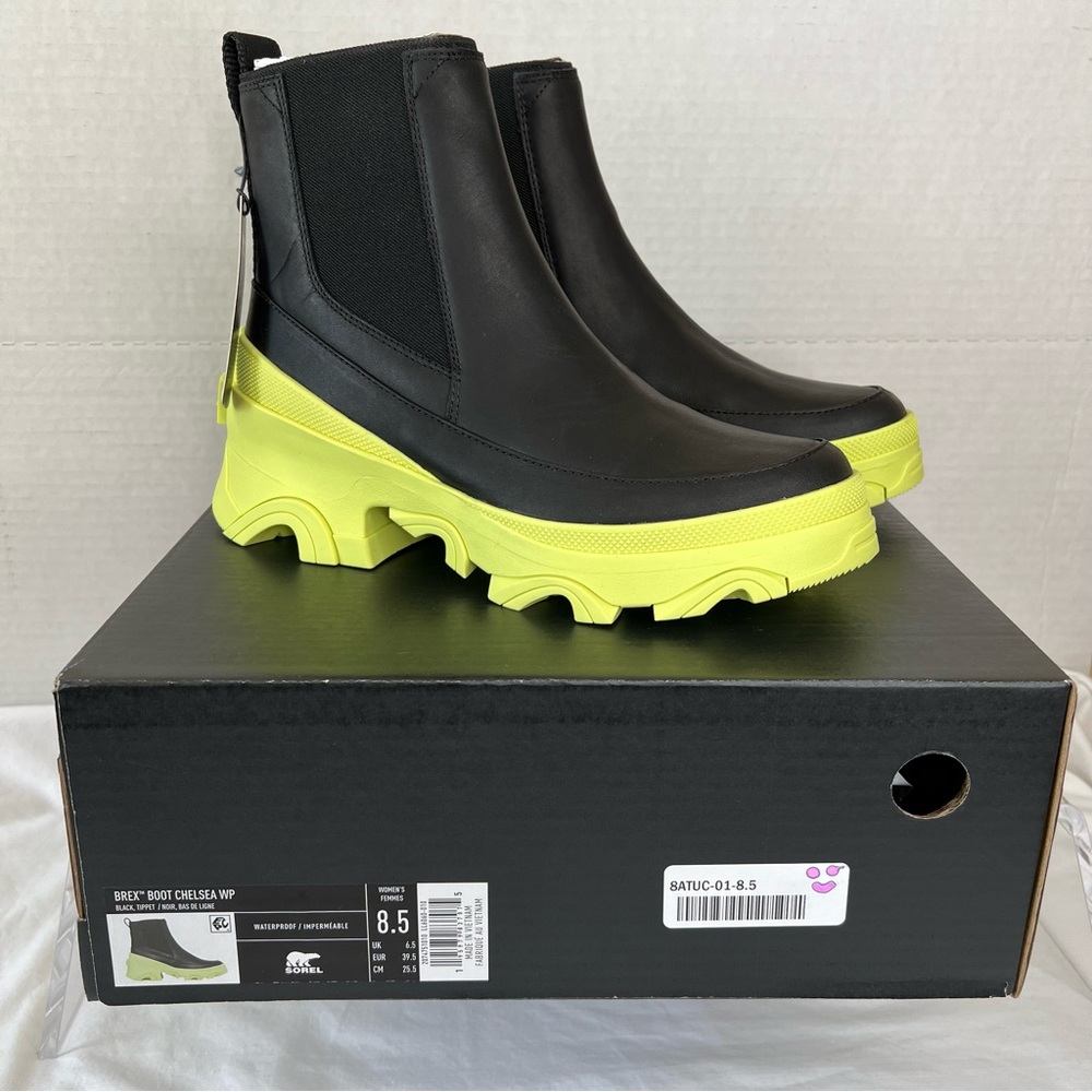 Sorel Brex Waterproof Chelsea Boot, Black/Tippet, Women’s 8.5, NIB